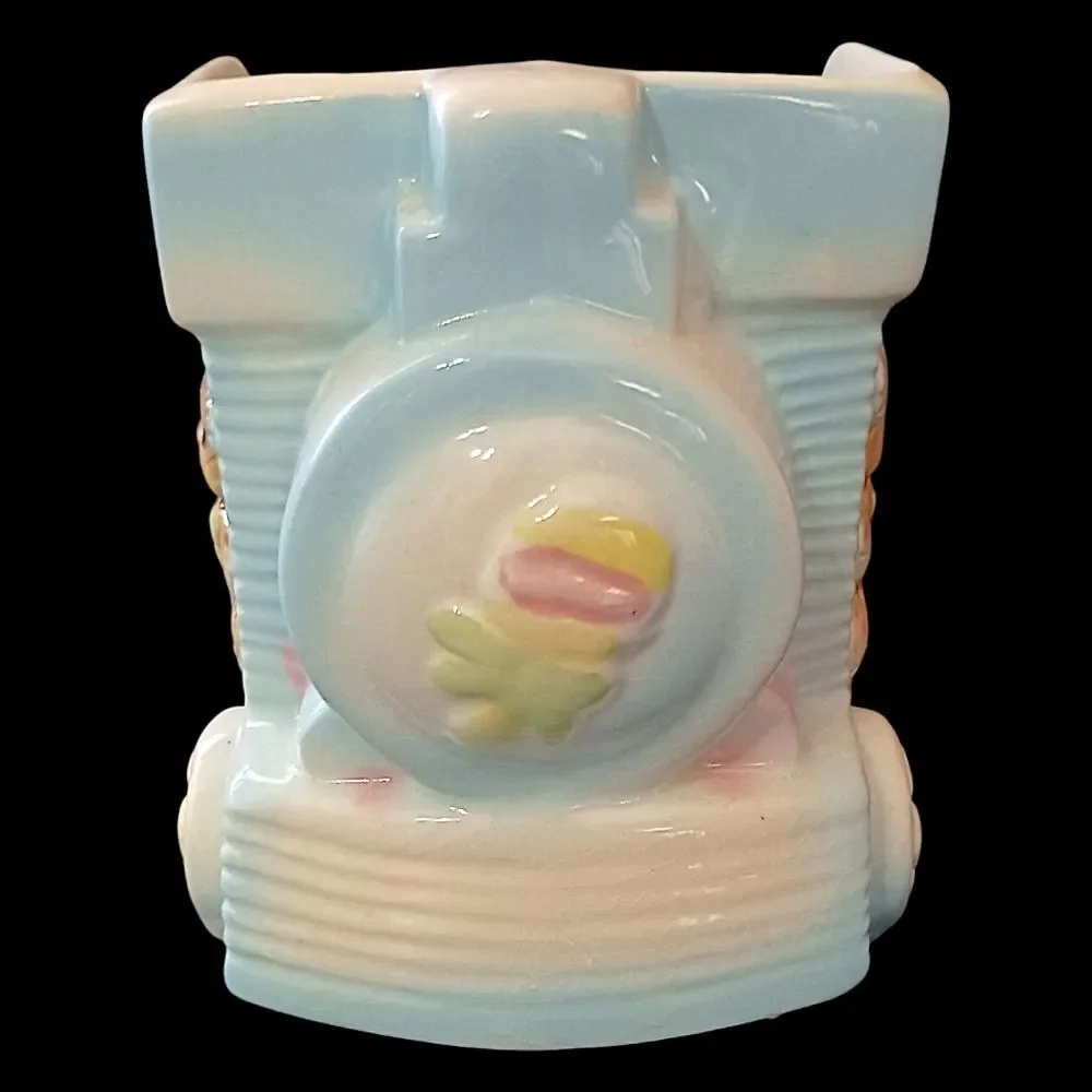 Vintage Baby Planter Decor Vase Ceramic Train Bear Butterfly‎ Colorful Large MCM